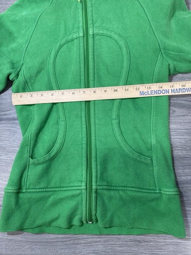 Lululemon Damen Hoodie 4 grün gelb Scuba Reißverschluss Daumenlöcher Taschen Logo - Bild 5 von 10