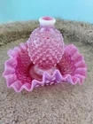 Fenton Raspberry Perfume Bottle With Bowl