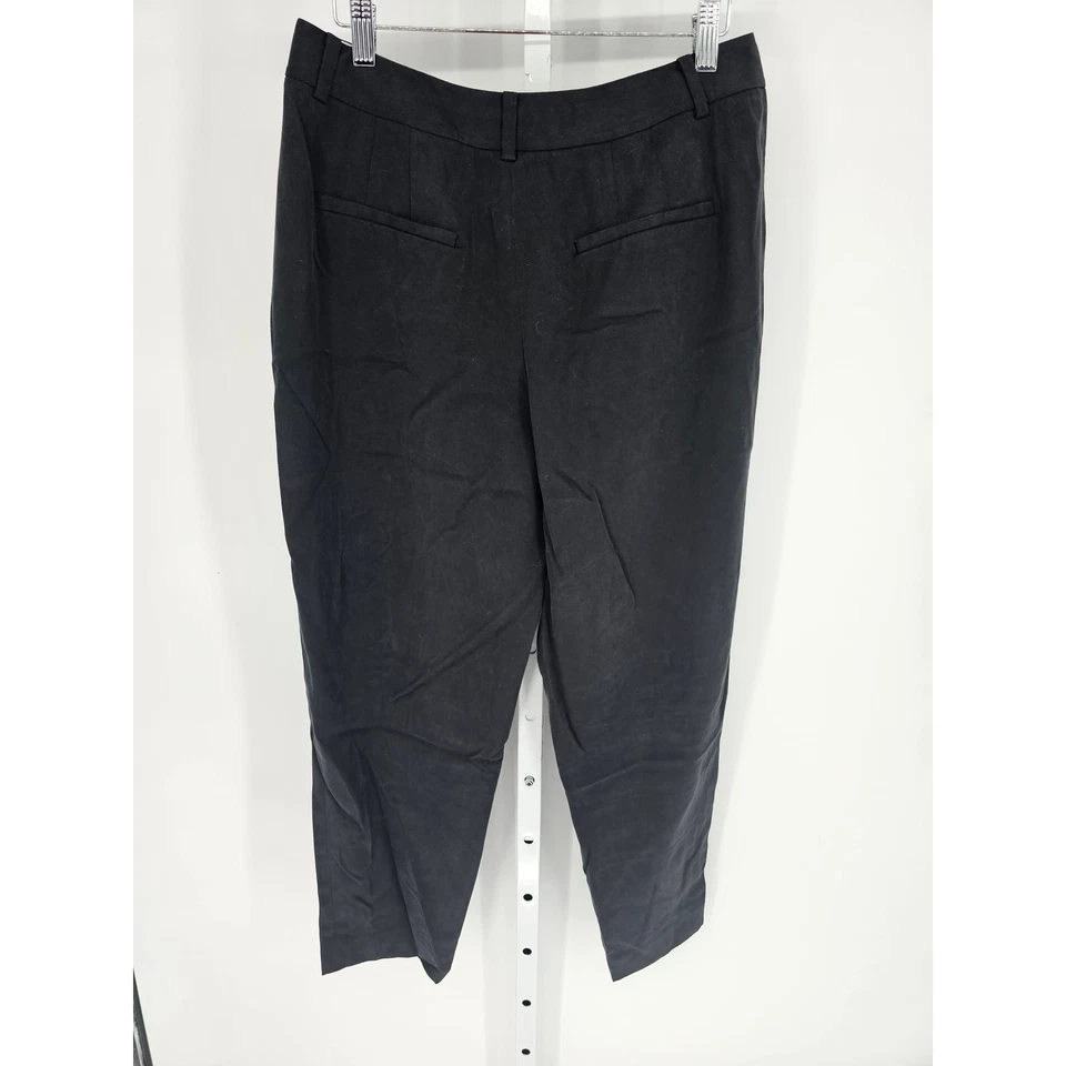 Elie Tahari For Nordstrom Womens Sz 8 Straight Leg Pleated Black Dress Pants - Image 4 of 4