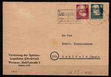SBZ 214 und 218 ay gestempelt auf Brief, senkr. Borkengummi, gepr&uuml;ft #KO568