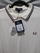 NWT Fred Perry Twin Tipped Polo Shirt Size XL M3600 U41 White Navy/Brown MRP 98