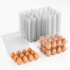 50 Pack Plastic Egg Cartons Cheap Bulk 12 Count Clear Blank Egg Containers for R