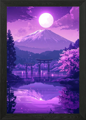 Lila Bergnacht gerahmtes Wandbild Poster Leinwanddruck Bild