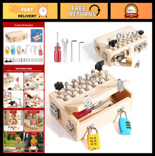 Montessori Busy Board for Toddlers 3-5, Wooden Sensory Toy with Locks Latches,