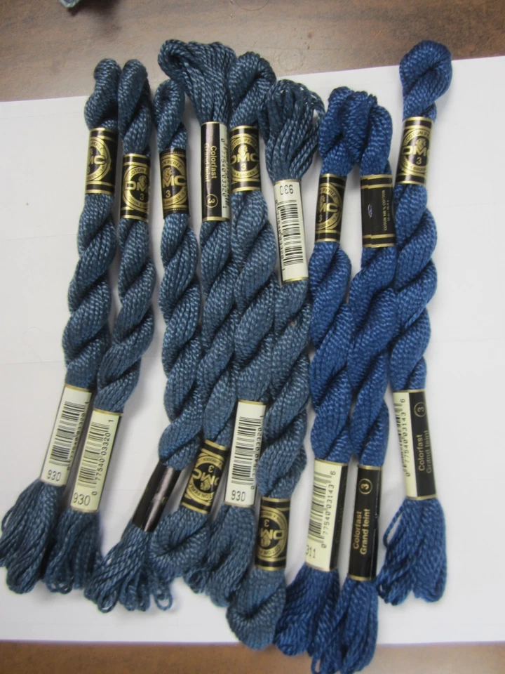 DMC Cotton Perle #3 Assorted Dark Blue  Embroidery Floss Thread 15m - 15.4 yards - Image 2 of 2