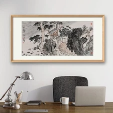 Chinese landscape painting office decorative frameless hand-drawn Eastern Art