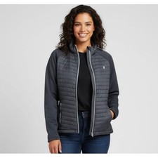 Little Donkey Andy Womens Puffer Jacket Charcoal Gray Full Zip Quilted Fleece L