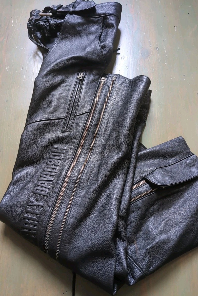 Harley Davidson LARGE Men's DELUXE Leather Motorcycle Chaps