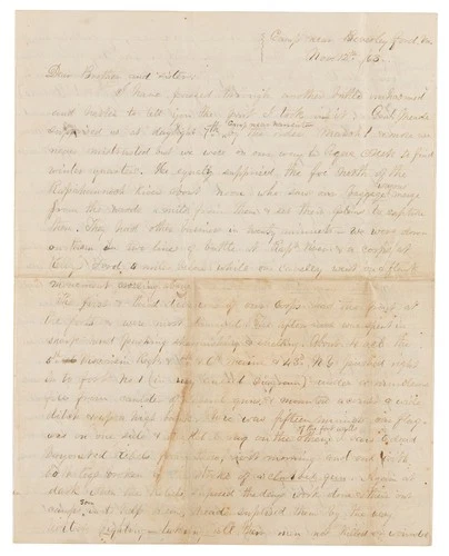 Union Soldier Letter – Battle of Rappahannock Station 1863 – T. J. Burnham of VT