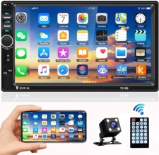 7" DUAL 7018B+CAMERA 2DIN CAR STEREO FM RADIO MP5 PLAYER TOUCH SCREEN BLUETOOTH
