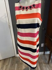 Vince Camuto Sheath Dress Striped Multicolored Rhinestones Embellished Size 10