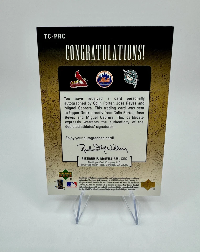 Triple Quirografía Auténtica SP 2004 #TC-PRC Porter, Reyes, Cabrera Automático/25 Foto 4 de 4