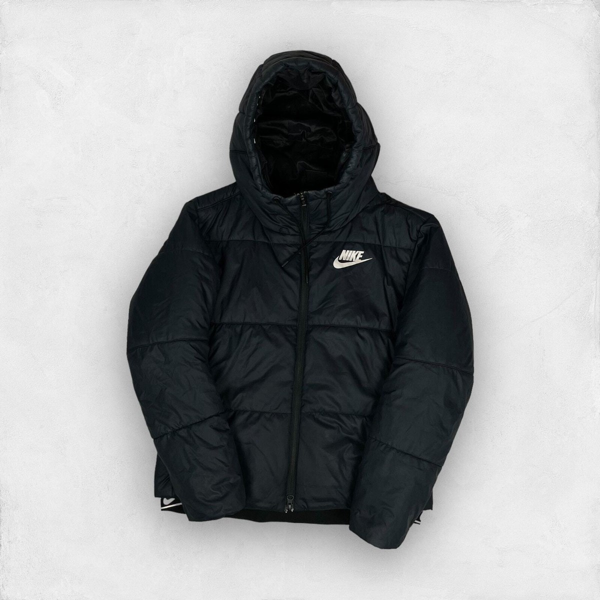Nike Sportswear Womens Black Hooded Full Zip Puffer Jacket S Nike Sportswear Womens Black Hooded Full Zip Puffer Jacket S