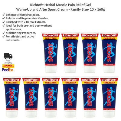 Richtofit Kräuter-Muskelentspannungsgel - Aufwärm- und Nach-Sport-Creme 10x160g
