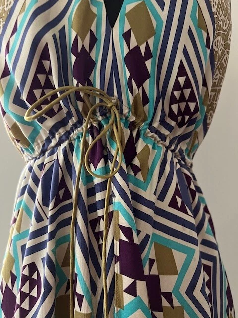 Vintage Nicole Miller Collection Silk Printer Halter Maxi Dress Sz. 8 - Image 4 of 4