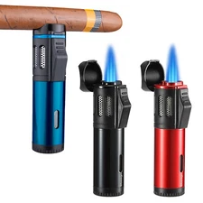 Torch Lighter Butane Cigar Lighter Adjustable Refillable Triple Jet Flame