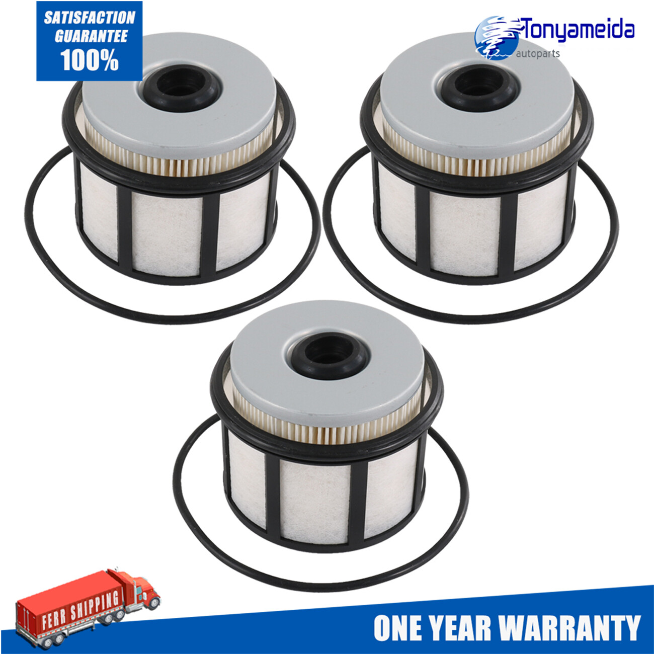 Fuel Filter Element Service Kit For Ford F & E Power Stroke Diesel 7.3L 3 Pcs