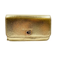 GUESS Damen Gold Vegan Eco Leder Schultertasche Geldbörse