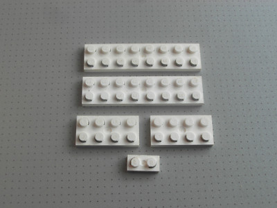 Lego elektrisch - 5 weiße elektrische Platten - 2 x 2*8, 2 x 2*4 & 1 x 1*2 Noppen