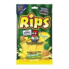 Rips Licorice Candy, Tropical Pineapple Flavor, Chewy Strips, 4 oz Bag