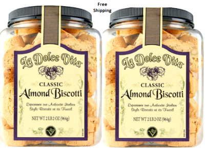 2 X La Dolce Vita Classic Italian Biscotti 2 lb 2 oz each Jar