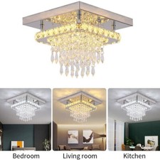 LED Crystal Ceiling Light Modern Minimalist Lamp Living Room Bedroom Lights UK