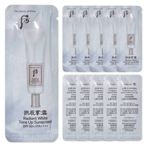 The history of Whoo Radiant White Tone Up Sunscreen 1ml (10pcs ~ 150pcs) Newest - Photo 1/17