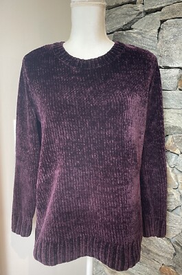 New ORVIS Long Sleeve Purple Chenille Sweater Knit Pullover Super Soft Size  S