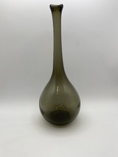 12 inch black art glass vase hand blown