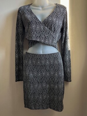 H&M Art Deco Style Glittery Two-piece Skirt And Belly Top Set Size - Main Image