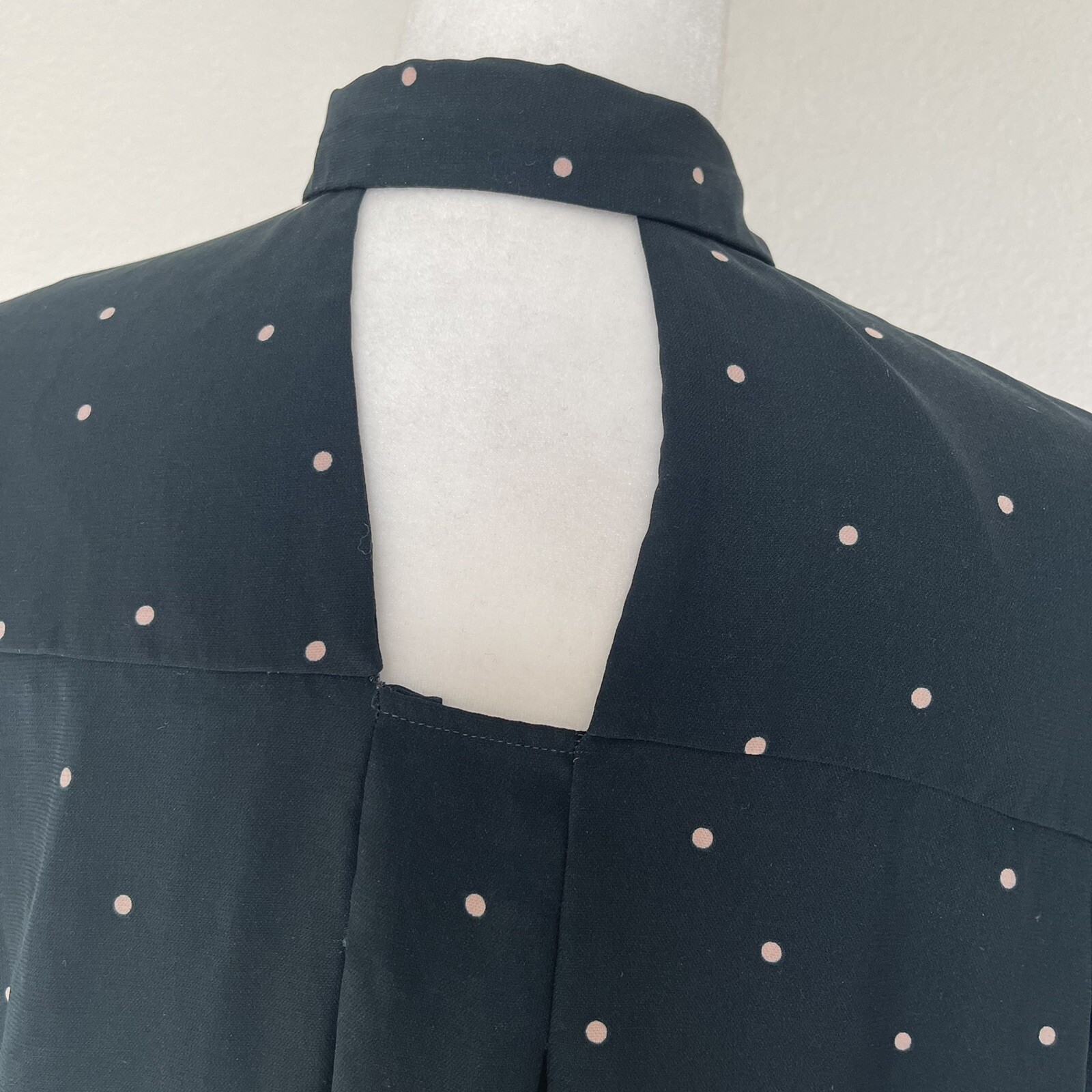 Zara Basic Keyhole Back Dark Green/Pink Polka Dot… - image 9