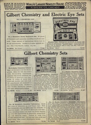 1938 PAPER AD Gilbert Chemistry Lab Electric Eye Set Erector Engineer Engine 
