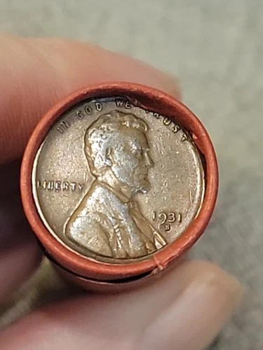 Amazing Au+ 1931 S&D Mint Pennies Ends Of Lincoln Wheat Cent Roll