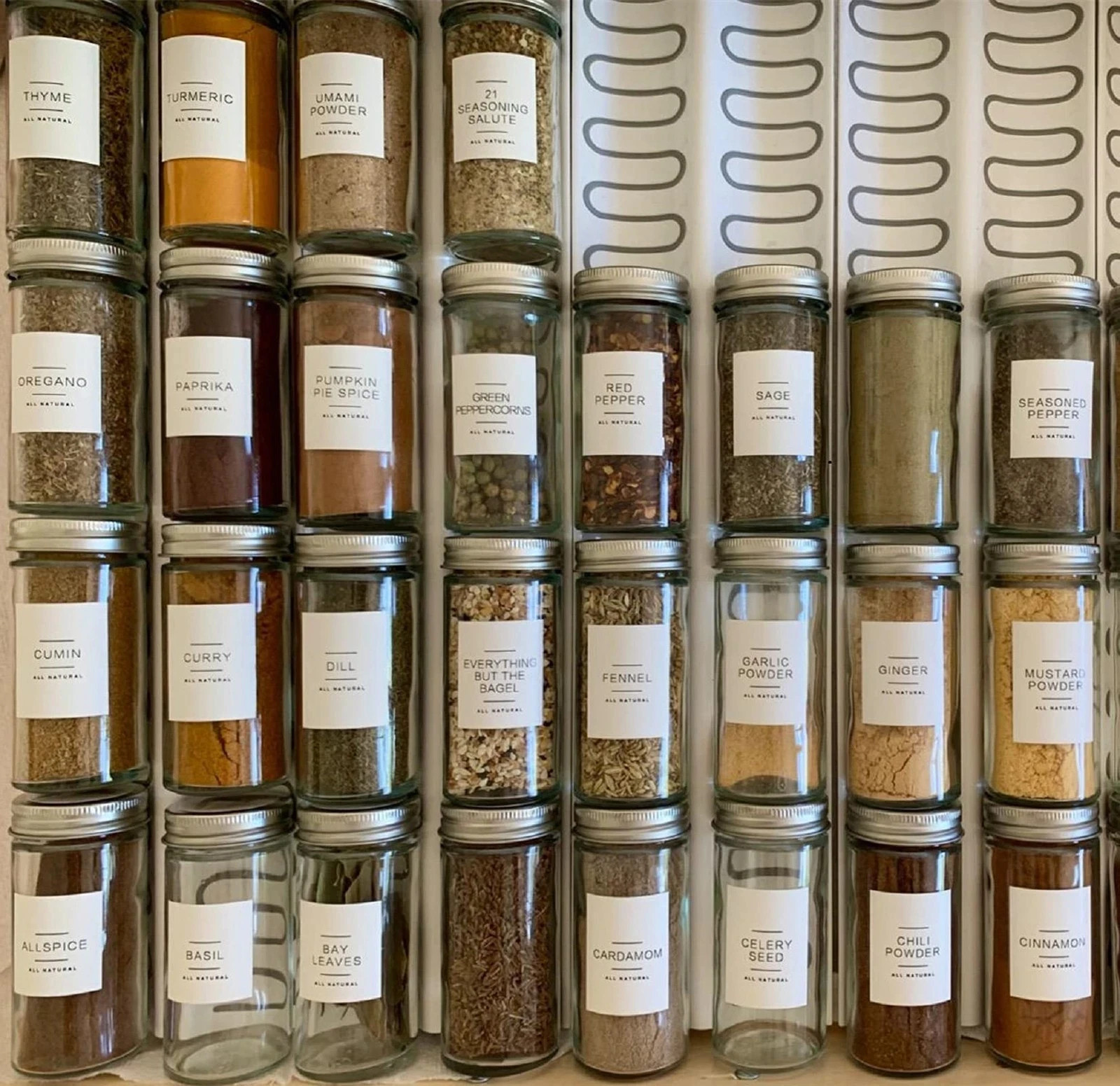 12 Pack Round Spice Bottles 3oz Glass Spice Jars with Silver Metal Lids, Shak
