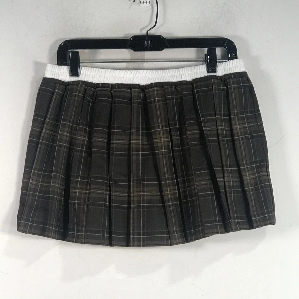 Oak And Fort Pleated Mini Skirt, Women's Size M - Brown Plaid - Image 2 of 4