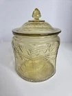 Vintage Amber Federal Glass Patrician Spoke Cookie Jar/Biscuit Barrel