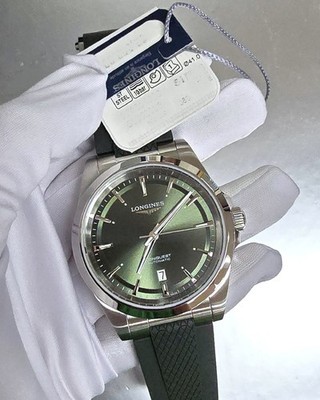Longines Conquest Automatic 41mm Green Dial Rubber Men's Watch L3