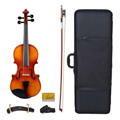 Artist SVN14 Solid Wood Student Violin Package 1/4 Size Bow Chin Shoulder Rest - image 1 of 4