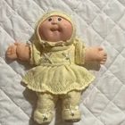 Cabbage Patch Kids 1985 Baby Doll Signed Xavier Roberts Yellow Knit Outfit