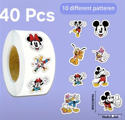 40x Disney stickers Donald Daisy Duck Mickey Pluto mouse party bag favour 1''