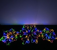 Mr. Christmas Holiday Icon Trio-Snowflakes Warm White/Multicolor