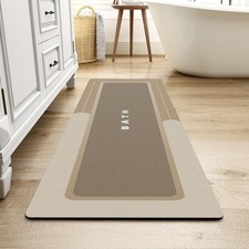 MontVoo-Bath Mat Rug Long Non Slip Super Absorbent 17"x50" runner , Beige