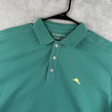 Tommy Bahama Polo Shirt Mens Large Green IslandZone Supima Marlin Logo Golf