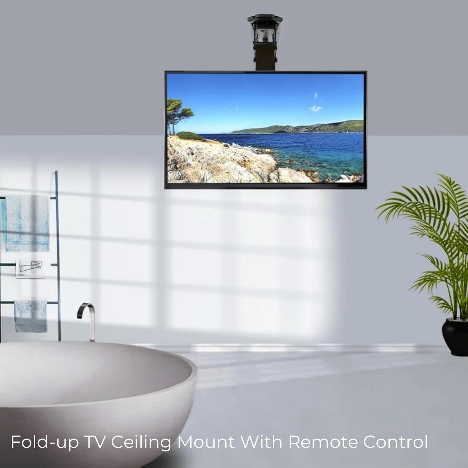 Electric Ceiling TV Mount, Remote Adjustable Flip Down Bracket for 32"-70" TVs