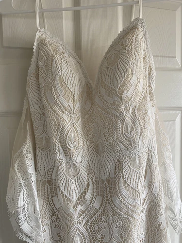 OFF WHITE Abito da sposa donna a sirena in pizzo spalle scoperte