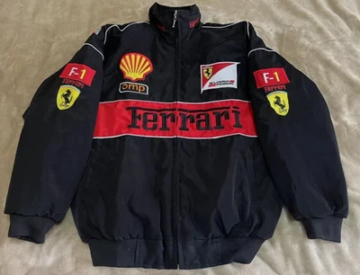 Ferrari Vintage Motorsport Jacke F*1 Baumwolle Racing Unisex Schwarz A