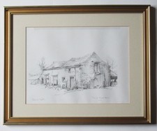David Weston original pencil drawing, Barn near Rievaulx, Yorkshire, dated 1989
