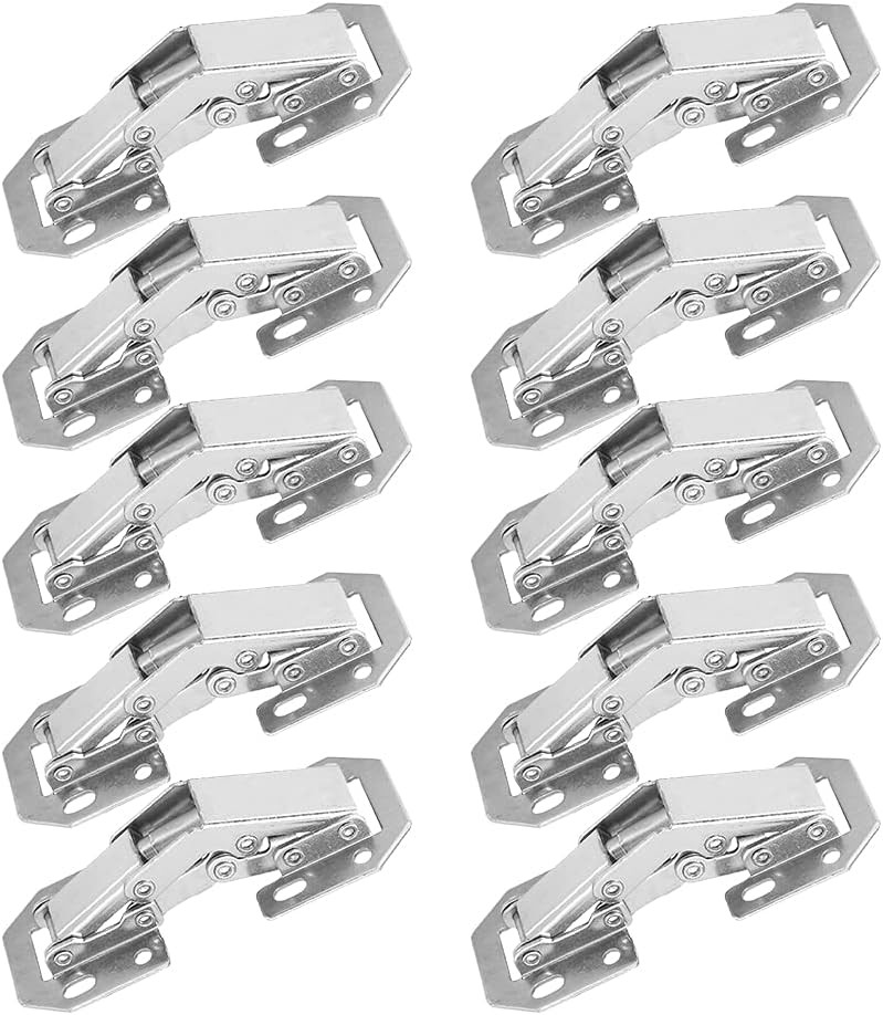 10Pcs Cabinet Hinge 90 Degree No-Drilling Hole Kitchen Mount Hinges Concealed F