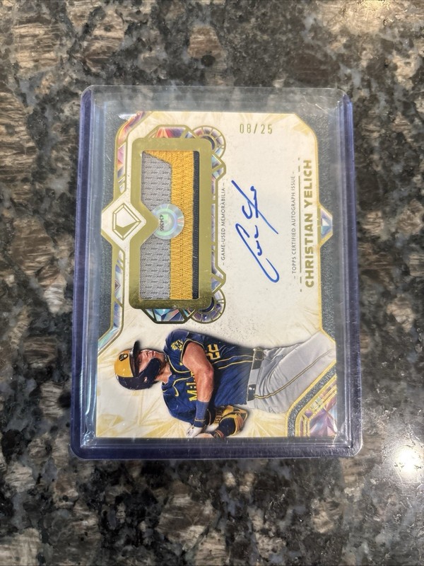 2025 Topps Diamond Icons Christian Yelich GAME-USED JUMBO PATCH AUTO 8/25