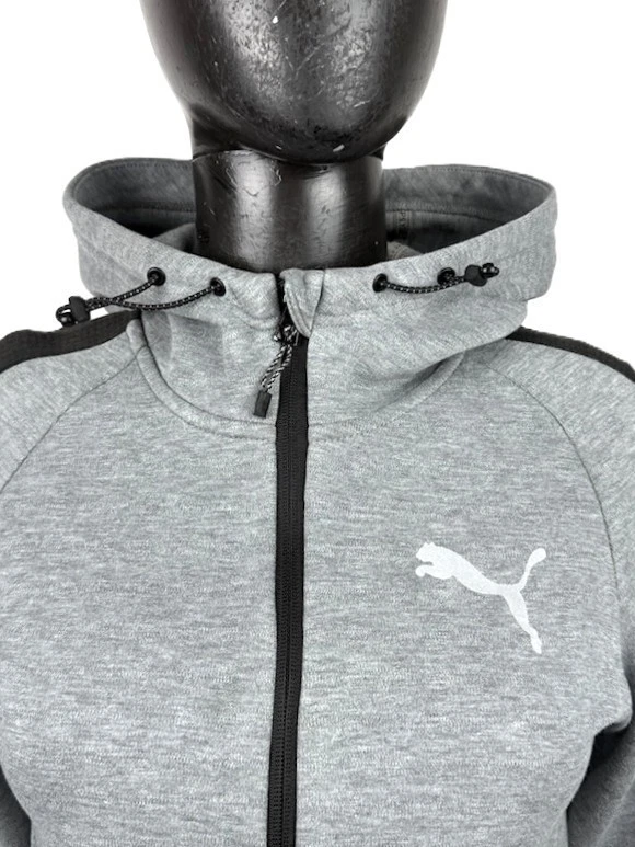 Puma sweat-shirt technique femme XS gris capuche zippée inserts noirs sacs - Photo 2/4